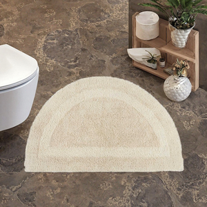 Tapis de bain en forme de U pour toilettes, motif gaufré original en coton, en polaire corail effet galet, antidérapant, super absorbant, à mémoire de forme - Product Image 3