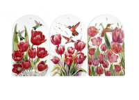 Sous-plat en céramique en forme de porte, motif floral tulipe lavande gaufré or, résistant à la chaleur