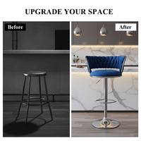 Chaise de Bar Scandinave, Mobilier de Comptoir en Métal et Velours, Tabouret Haut Pivotant en Cuir Doré de Luxe Moderne pour Table de Bar