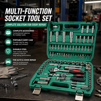 Ensemble d'outils à main polyvalents en acier au chrome-vanadium CR-V de 94 pièces, kit d'entretien automobile OEM, coffret rigide, hauteur réglable