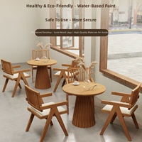 Ensemble table et chaises de style cabane en bois massif pour cafés, hôtels, salons de thé, pâtisseries, restaurants et centres commerciaux