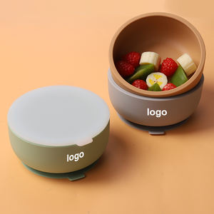 Juego de comedor ecológico para niños sin BPA al por mayor, cuenco de vajilla para bebés con tapa de succión de silicona, platos prácticos de silicona para alimentación - Product Image 1
