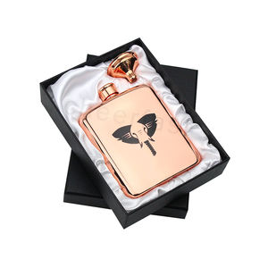 กระติกน้ำสะโพกขัดเงากระจกสีเงิน6ออนซ์,กระติกน้ำพร้อมฝาปิดและถาดแบบกำหนดเองปริมาณสั่งซื้อขั้นต่ำน้อย - Product Image 2