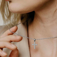 Collier classique avec pendentif mini croix en zircon, en argent sterling 925, bijoux quotidiens pour femmes, fabrication sur mesure