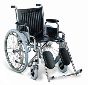 Suncare 18 thép Xe lăn có thể tháo rời tay vịn và nâng cao <span class=keywords><strong>footrest</strong></span> PVC da lên Holst khung thép với Chrome kết thúc - Product Image 6