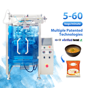 Machine d'emballage verticale pour liquides (soupe, sauce) – Film, formage, remplissage et scellage – Machine d'emballage à scellage thermique pour liquides - Product Image 1