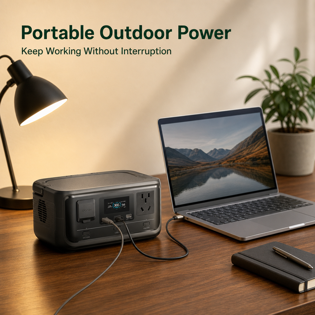 300W Portable Power Station 256Wh, Lightweight 3.57kg with Handle, UPS Home Emergency Backup, Solar/AC/Car Input, APP Control