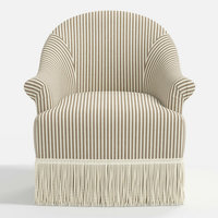Chaise pivotante rembourrée en tissu à rayures de luxe haut de gamme avec garniture à franges Salon Élégance Tassel Accent Canapé Chaises pour hôtel