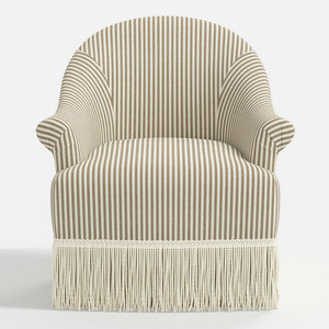 Chaise pivotante rembourrée en tissu à rayures de luxe haut de gamme avec garniture à franges Salon Élégance Tassel Accent Canapé Chaises pour hôtel - Product Image 3