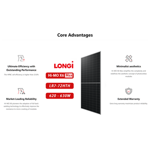 Panel Fotovoltaico LONGi LR7-72HTH de 620w 625w 630 Vatios para Uso en Techos en Alemania y América - Product Image 4