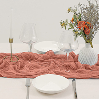 Chemin de table rouge brique 10 pieds Chemin de table en gaze rustique 120 pouces Nappe bohème pour mariage