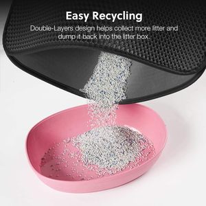 Easy Clean Solid Modern Eco Friendly Durable <b>Large</b> Waterproof EVA Double Layer Cat Litter <b>Mat</b> with Scatter Control - Product Image 5