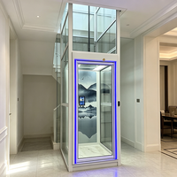 Ascensore Idraulico per Villa con Cabina in Vetro, Capacità 400kg, 3-4 Piani, Lussuoso, Moderno, Funzionamento Silenzioso, Ascensore Domestico
