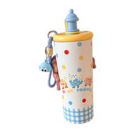 Nouvelle gourde isotherme portable 2026 au design attrayant pour le sport et le camping, avec motif animalier de dessin animé mignon et flotteur intégré