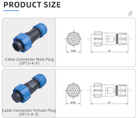 Connecteur Électrique Étanche IP68 SP1310/P SP1311/P SP1312/S SP1315/S, Prise Mâle-Femelle, Câble de Raccordement, 2 3 4 5 6 7 9 Broches