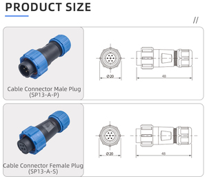 Conector Eléctrico Impermeable IP68 SP1310/P SP1311/P SP1312/S SP1315/S, Enchufe Macho y Hembra, Conector de Cable, 2, 3, 4, 5, 6, 7, 9 Pines - Product Image 6