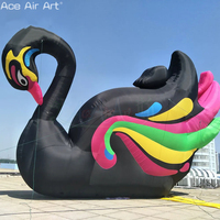 Cygne noir gonflable avec ventilateur dynamique-Modèle d'animal aquatique flottant pour expositions, accessoires publicitaires et équipement de location