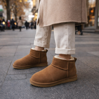 Sepatu Bot Mini Wanita Bahan Suede Kulit Sapi Lapisan Bulu Domba Sol Dalam Bulu Domba Sol EVA Tahan Air Sepatu Bot Musim Dingin Grosir OEM