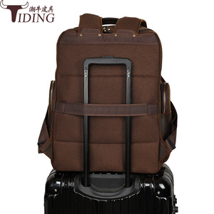 Tiding Genuine Leather <b>Backpack</b> 20-35L Waterproof Men's Travel Business Laptop Bag Dark <b>Brown</b> - Product Image 4