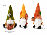 Set 3 Dekorasi Gnome Musim Gugur, Figur Gnome Labu Plush Buatan Tangan, Dekorasi Meja Rumah untuk Thanksgiving, Panen Musim Gugur, dan Natal