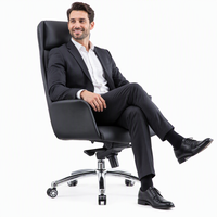 Chaise de bureau de gestionnaire ergonomique pivotante en aluminium en cuir PU marron traditionnel d'usine