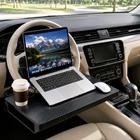 Plateau pliable pour ordinateur portable sur volant de voiture, fourni par l'usine, table multifonction pour volant rond et en forme de D, MOQ 1
