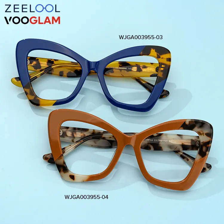 Fashionable Customized Acetate Cat Eye Over Size Glasses Eye Wear Super Hot Eyewear Thick Acetate Eyeglass