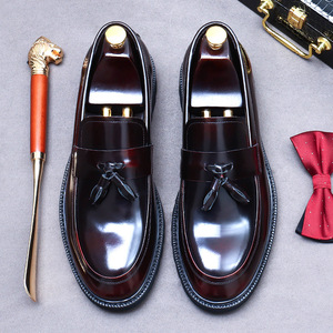 New men's business style suede-soled fringed leather dress <b>shoes</b>, custom-made, genuine leather <b>shoes</b> - Product Image 4