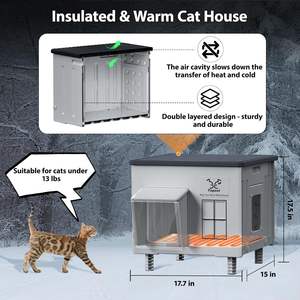 בית כלבים מחומם מפלסטיק אקולוגי בלתי שביר, עמיד למים ועמיד בפני מזג אוויר, חיצוני, עם כפתור, מבודד לחורף, לגזעים קטנים - Product Image 5