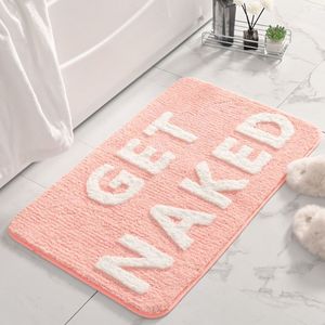 Get Naked <b>Bath</b> Mat Rectangle Non Slip Absorbent Bathroom Shower Mat Faux Cashmere Pink - Product Image 4