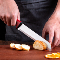 Couteau à pain dentelé en acier inoxydable avec manche en plastique, fourniture de boulangerie, vente en gros pour l'Europe de l'Est, couteau à trancher les pains et gâteaux, tranchant