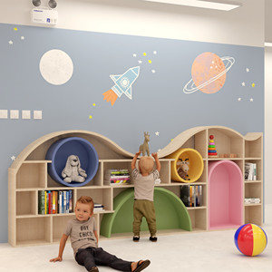 Estantería Nórdica Simple Chiquitos, Librería Infantil, Diseño Interior, Estantería de Madera para Pared, Mueble Estantería para Escuela o Librería - Product Image 2