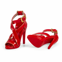 Chaussures de poupée miniatures personnalisées pour poupée de 30 cm, sandales à talons hauts en cuir verni à lanières, escarpins ornés de bijoux, échelle 1:6, vente en gros OEM