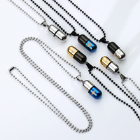 Personnalisé Hommes Femmes Dévissé Bijoux En Acier Inoxydable Pilule Bouteille De Parfum Capsule Croix Pendentif Laser Croix Collier