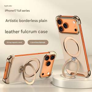 เคสหนัง PU แบบไร้ขอบ ชุบเคลือบ สำหรับ iPhone 17 13 14 15 16 <span class=keywords><strong>Pro</strong></span> Max 17 Air พร้อมขาตั้งแม่เหล็กแบบซ่อน - Product Image 2
