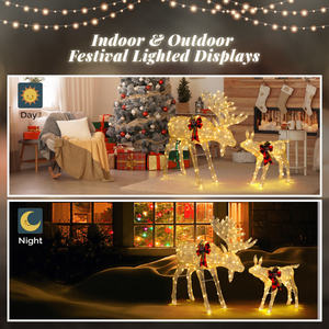 Guirlande lumineuse en cuir DB Moose Family de 1,20 m, 200 LED dorées, décoration de jardin de Noël personnalisable - Product Image 4