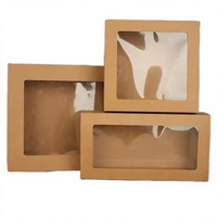 Boîte en papier kraft avec fenêtre transparente personnalisée, design pliable et emballage plat pour chocolat, savon, bonbons, emballage de boîte cadeau, vente en gros