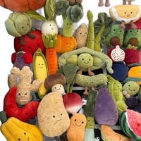 Série de peluches domestiques JC Fruits et Légumes : Aubergine, Banane, Arachide, Noix de Coco, Pomme de terre, Raisin, Pomme de mer, en peluche courte, 31cm-50cm, 14 ans et plus