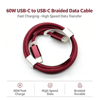 Kabel Pengisian Daya USB-C ke USB-C 60W 1m 2m, Nylon Braided, Tembaga Murni, Pengisian Cepat 3A, Kabel Data untuk iPhone 15 16 17 18 Pro Max