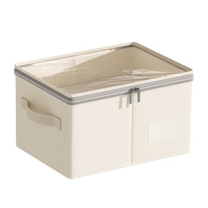 Tianshan Cotton Linen Fabric Japanese Style Portable Multi-Purpose Clothing Organizer Storage Box for Bedroom <b>Wardrobe</b> Clothes - Product Image 1