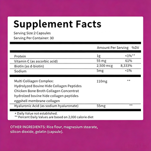 Complesso di Peptidi Multi Collagene 60 Capsule Tipo I II III V X <span class=keywords><strong>per</strong></span> Supporto della Salute di Pelle, Capelli, Unghie e <span class=keywords><strong>Articolazioni</strong></span> <span class=keywords><strong>Integratore</strong></span> Alimentare - Product Image 4