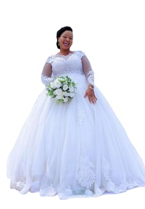 Abito da Sposa di Alta Qualità Stile Principessa Moderno a Maniche Lunghe Taglie Forti con Allacciatura Posteriore Vestidos De Noiva - Product Image 2