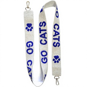 Sangle de sac brodée avec lettres personnalisables, en polyester bleu, forme rectangulaire, accessoire fait main pour ceintures - Product Image 3