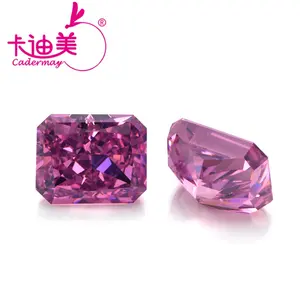 10x12mm Large Size Radiant Cubic Zirconia Rose Pink Crushed Iced Cut Synthetic Gemstones 8A Grade Loose CZ Stones