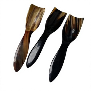 Vintage Fan-Shaped Buffalo Horn <b>Spoons</b> Mirror Polish Long Handle Durable <b>Serving</b> <b>Spoon</b> for Coffee Tea Dining - Product Image 1