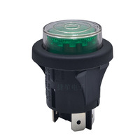 Interruptor de Botón Pulsador Redondo de 25 mm, 16A250VAC T105 RL5-121, Encendido/Apagado, Bloqueo Automático, Luz Verde, con Tapa de PVC, Impermeable