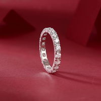 Bague d'éternité en argent S925 SGARIT avec moissanite, plaquée or blanc 18 carats, 1,9 carats au total, diamant de 3,0 mm, bague de fiançailles et de mariage