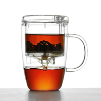 Théière en verre borosilicate soufflée à la main de 350 ml et 450 ml avec infuseur et filtre à pression pour la cérémonie du thé à la maison ou au bureau
