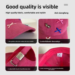 <span class=keywords><strong>Gorra</strong></span> de béisbol coreana <span class=keywords><strong>con</strong></span> lazo rosa, versátil para mujer, para cabeza grande, que estiliza el rostro, <span class=keywords><strong>con</strong></span> visera de pato y ala ancha. - Product Image 4