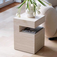 Table console en marbre travertin beige durable, design moderne pour salon, chambre, appartement, hôtel
